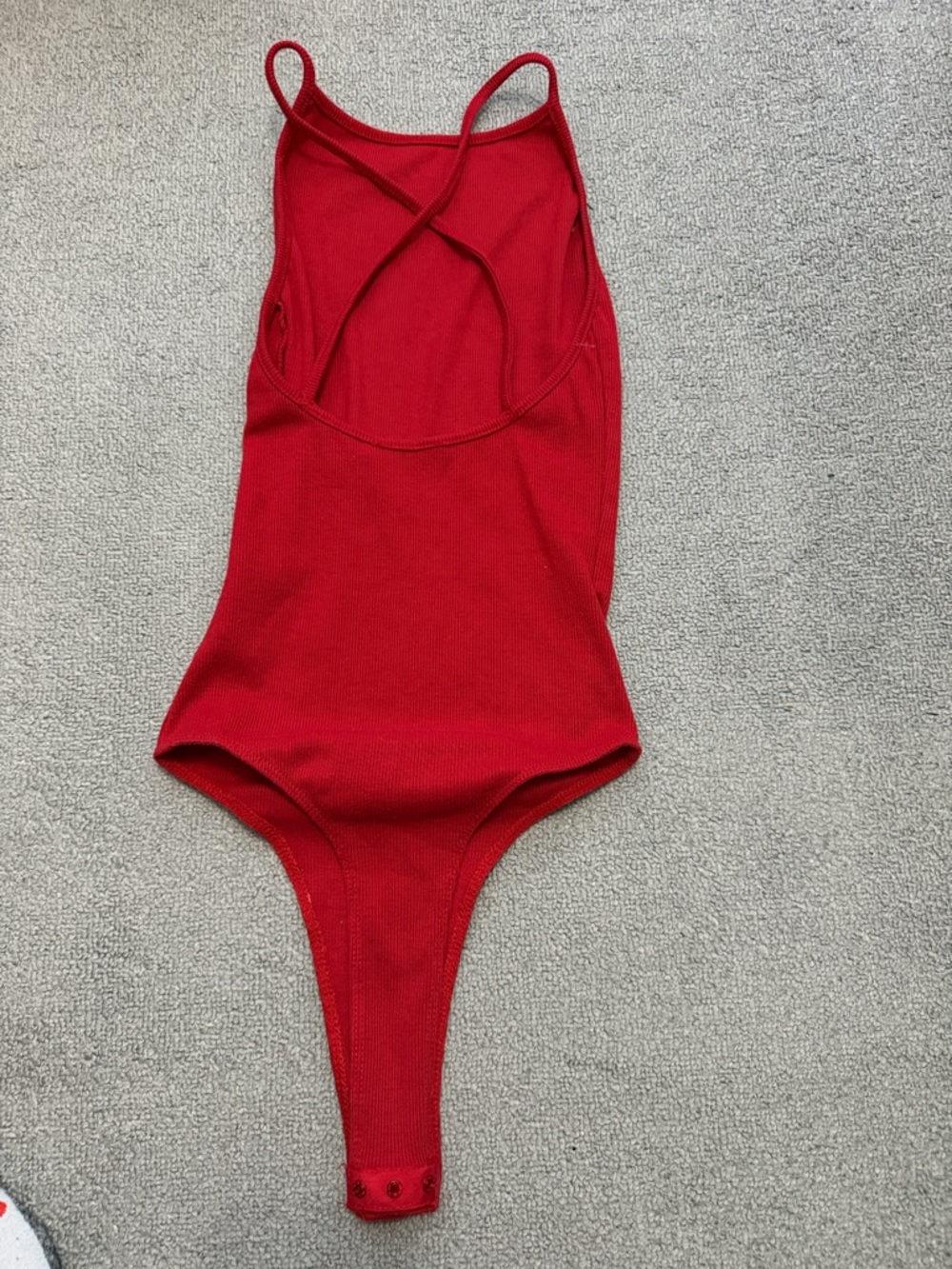 SHEIN Red Ribbed Snap-Button Bodysuit - Picture 3 of 5